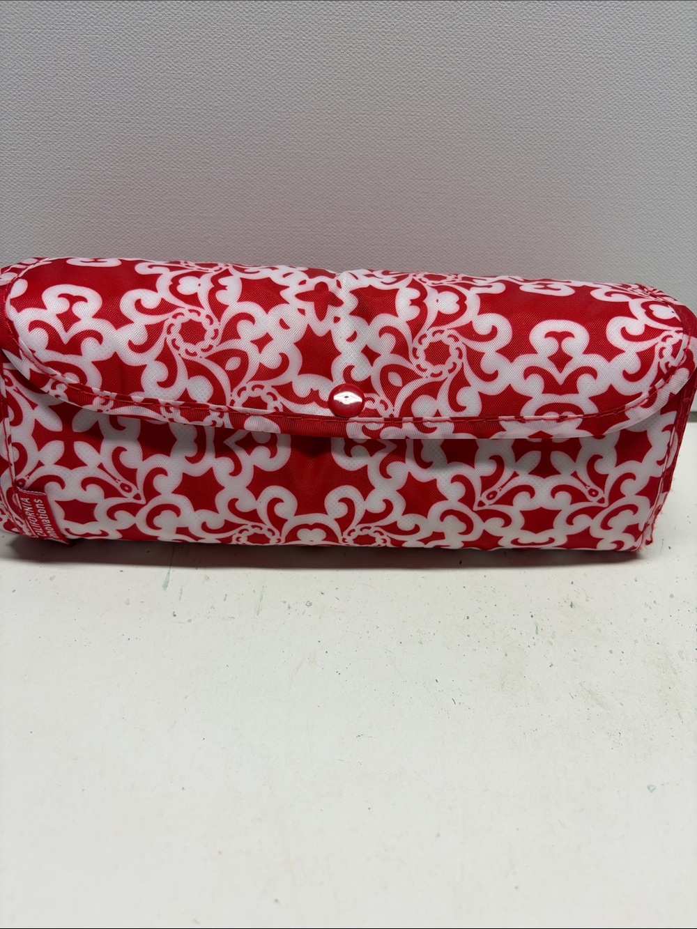 Red & White Patterned Roll-Up Pouch - Picture 3 of 13